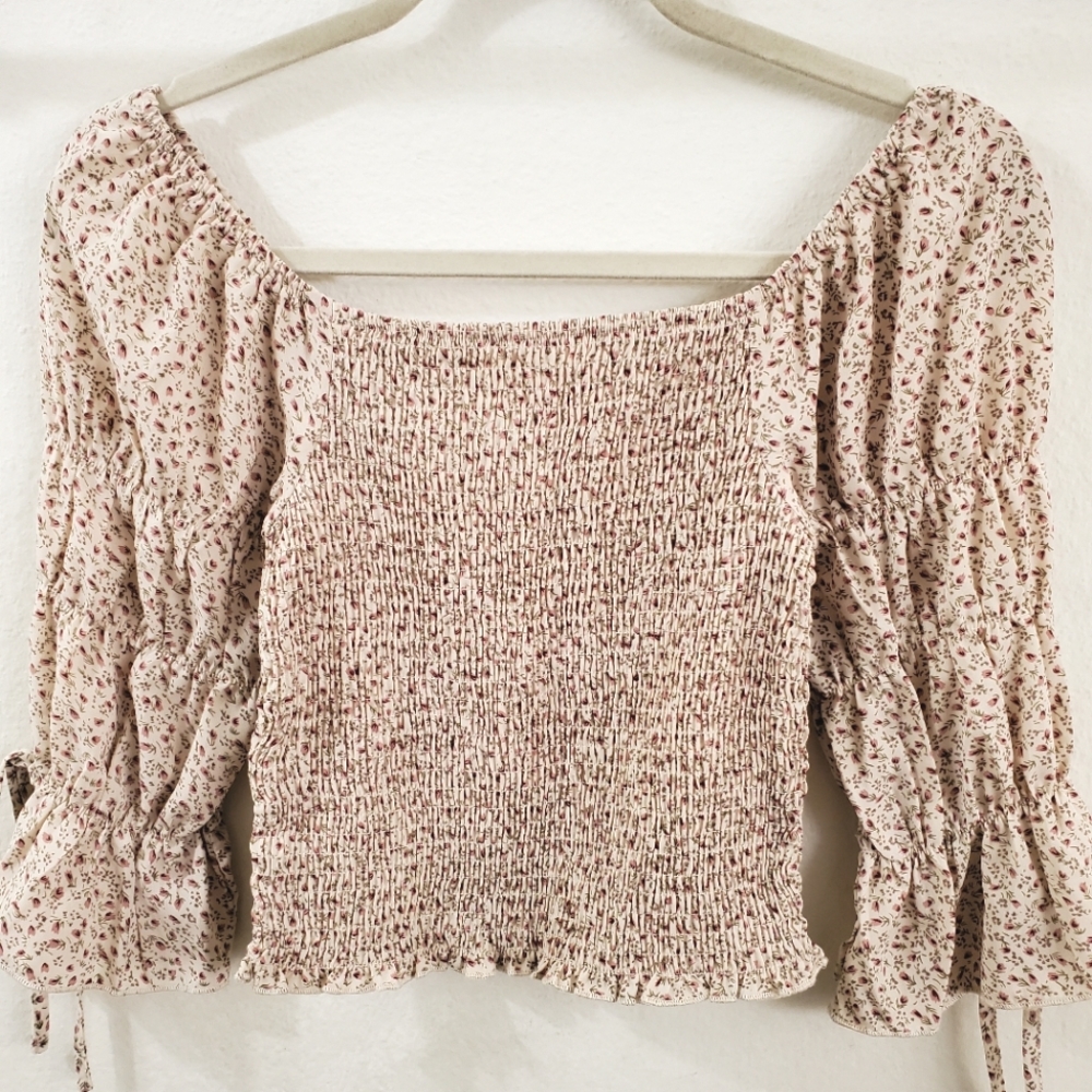 BLUSH J CROP TOP CREAM FLORAL MEDIUM